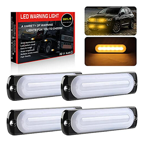 Luces De Advertencia Led Estroboscópicas , 4x Amarillo Ámbar