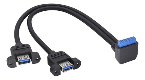 Usb3.0 90 Hacia Arriba Codo 20pin Hembra A Doble Puerto Usb