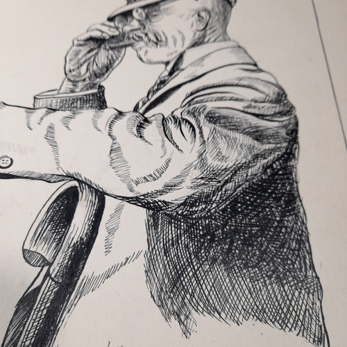 Imagem 4 de 7 de Pintura Desenho Nanquim Bico De Pena Datado 1953 Antigo