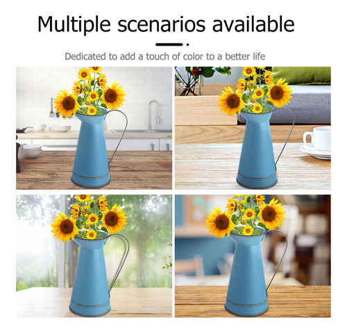 Cubo Multifuncional De Hierro, Maceta De Flores Azul Para El