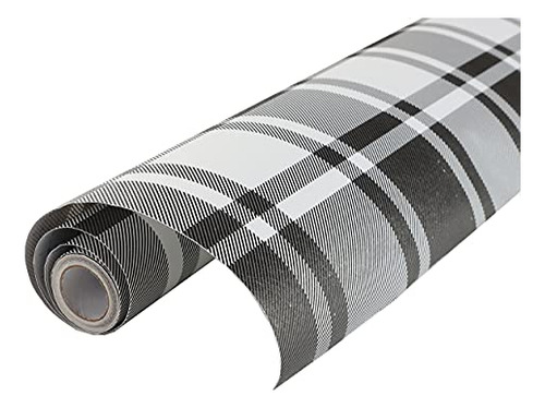 Self Adhesive Vinyl White And Black Plaid Shelf Drawer Line