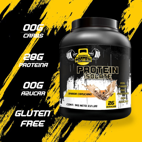 Proteína Whey Isolate Guns Suplements 1kg 26 Servicios Capuchino