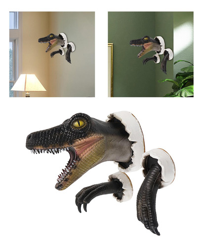 Dinosaur Wall Sculpture Realistic Velociraptor Statue Wall