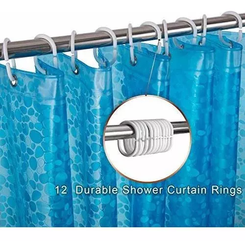 Cortina de ducha impermeable de EVA grueso 8G, con 3 imanes inferiores  resistentes, para cabinas de ducha, tinas, patrón de piedras en 3D, 72 x 72