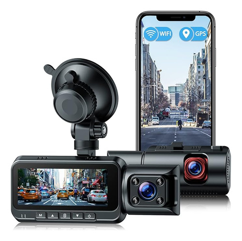 Cámara De Coche 4k Dual Dash Cam Gps Wifi, 2160p+1080p Front