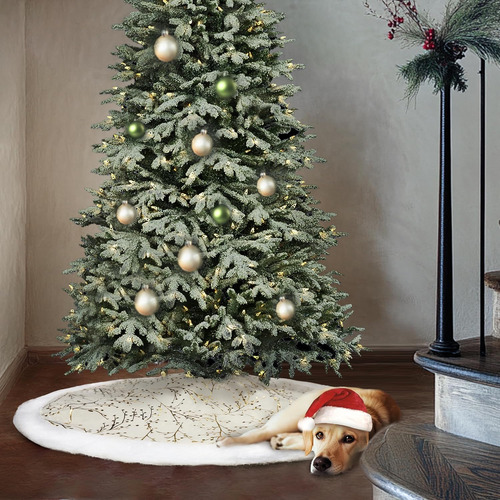 Syitcun Falda Del Árbol De Navidad, 48inch Blanco Y Oro ...