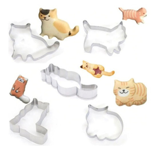 Cortador De Galleta Y Fondant Contornos Gatos (5pzs)