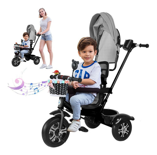 Triciclo Cochecito Para Bebé Con Música Y Luces