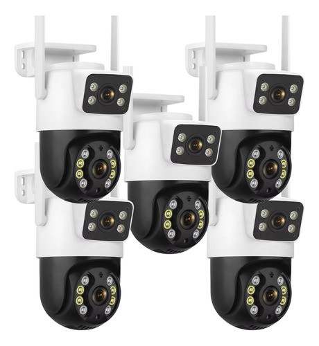 Kit 5 Camera Segurança A31 Icsee Prova D'agua Lente Dupla Cor Branco/preto