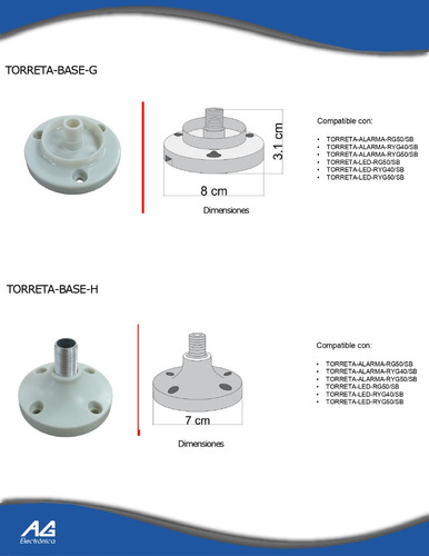 Base C Para Torreta De Seguridad Tipo Semáforo