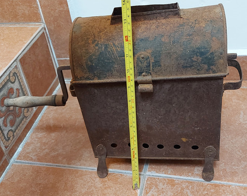 Antiguo Tostador De Café Oxidado Maniveladecoración Completo (Usado)