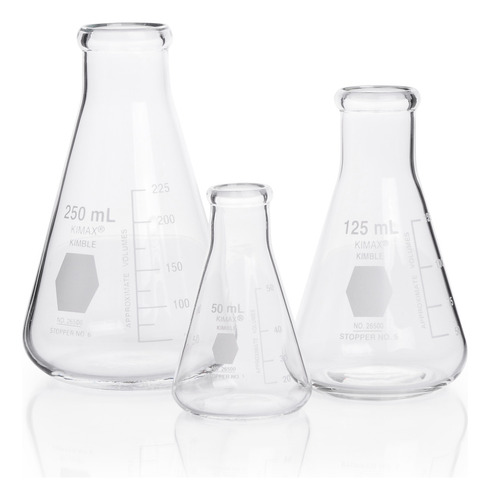 Matraz Erlenmeyer Vidrio Borosilicato 250ml Graduado Kimax