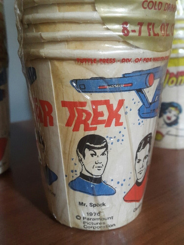 Vintage Vasos Pelicula Star Trek Y Mujer Maravilla Año 1975 (Usado)