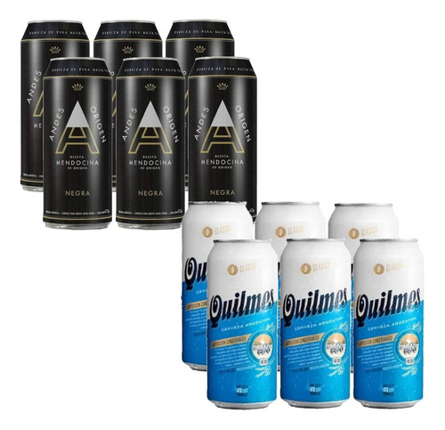 Cerveza Andes Negra Lata Pack X6 + Quilmes Pack X6 Regalo