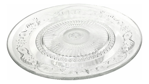 Plato Para Torta Masas Y Cupcakes De Vidrio Labrado 25cm Transparente