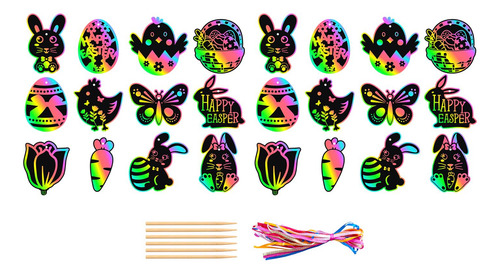 Juego De 24 Piezas De Papel Rascador De Pascua, Juguetes