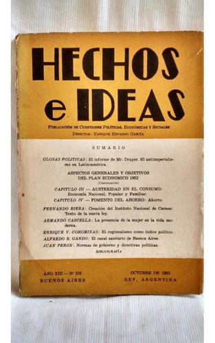 Hechos E Ideas Año 13 Nº 103 Enrique E Garcia Octubre 1952