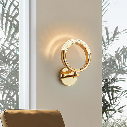 Arandela Area Interna Parede Quarto Led Dourada Moderna 6w