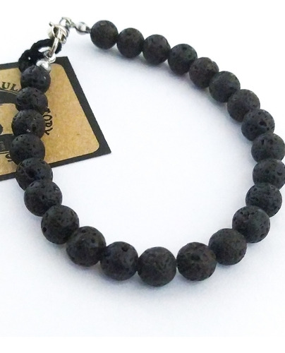 Pulsera Negra All Black Piedras Volcanicas