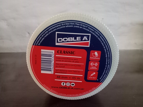 Cinta Tramada Yeso Durlock Doble A 48mm X 45m Placa Envíos