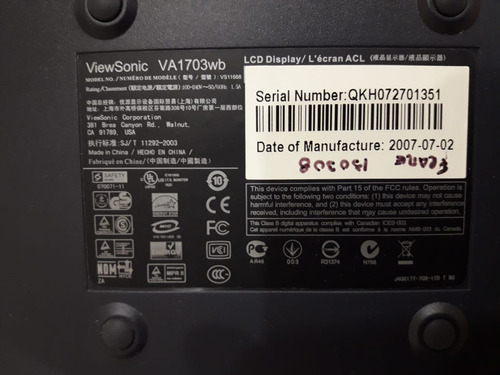 Monitor Viewsonic 17 Pulgadas