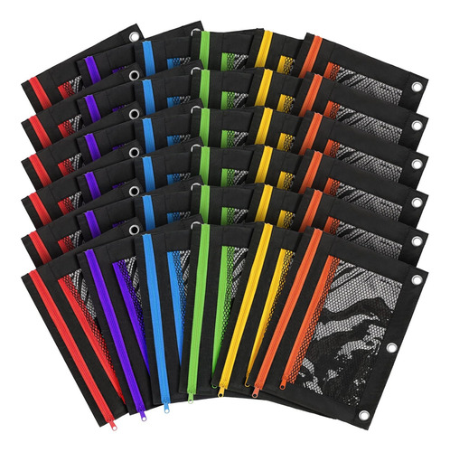 36 Bolsas De Malla Colorida Para Carpeta De 3 Anillos