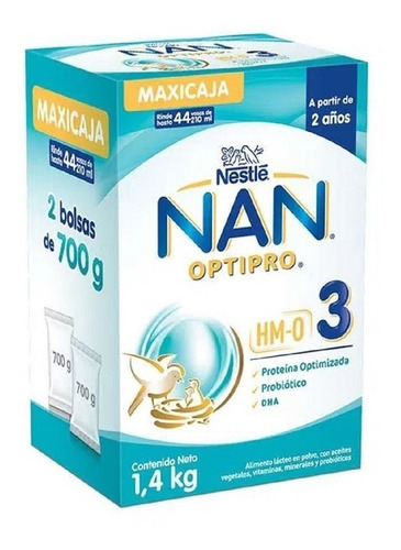 Imagen 1 de 1 de Leche de fórmula  en polvo sin gluten Nestlé Nan Optipro 3  en caja de 1.4kg - 2  a  3 años