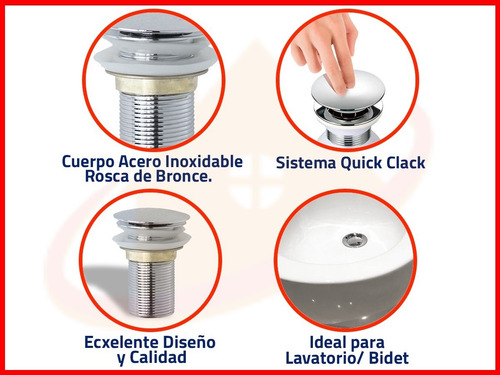 Imagen 5 de 10 de Kit Sifón/desagüe Click Clak Acero Inox D'accord Baño.