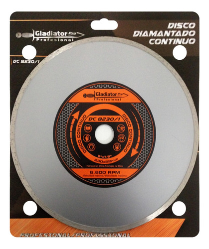 Disco Diamantado Continuo 230 Mm X5 Gladiador Pro Ferreplus