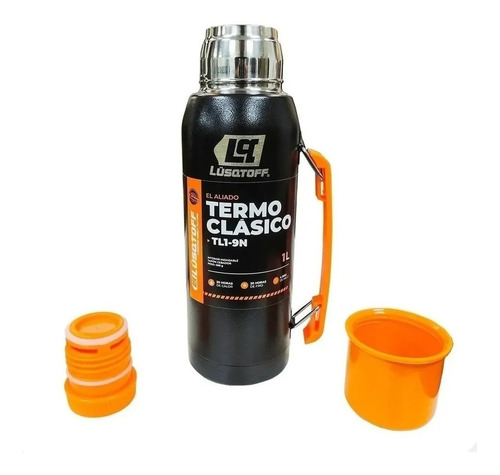 Imagen 5 de 6 de Termo Acero Inox Lusqtoff TL1-9N 1 Lt Tapón Cebador negro