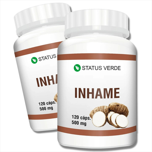 2 Potes Inhame Orgânico Vitamina A E C Kit 240 Cáps De 500mg Sabor