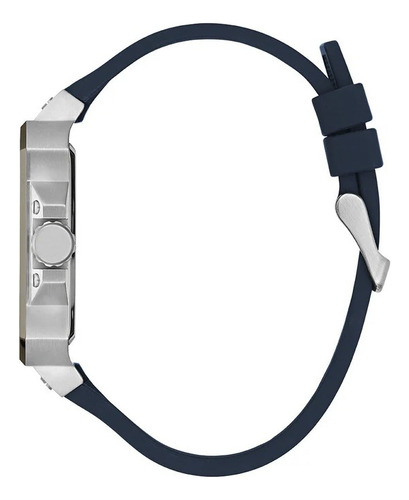 Reloj Guess Gw0637g1 Hombre Leo Correa Azul Bisel Plateado Fondo Azul
