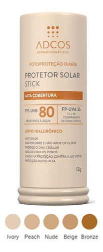 Filtro Solar Tonalizante Stick Fps 80 Ivory 12g - Adcos