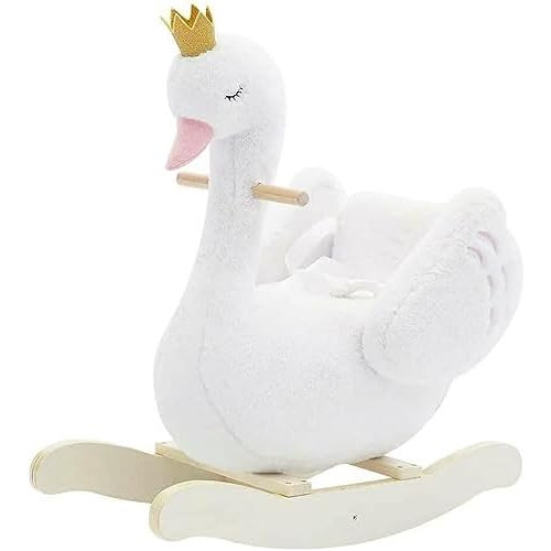 Caballo Mecedor De Peluche De Madera Forma De Cisne Beb...