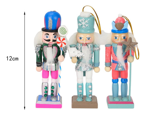 3 Peças Ornamentos De Quebra-nozes De Natal, Esculturas De
