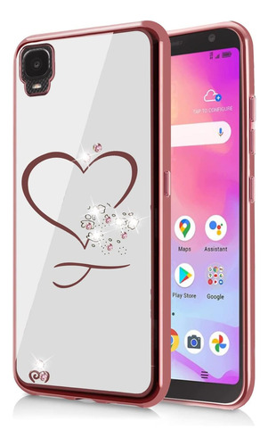 Funda Blanca Oro Rosa Corazon Para Alcatel Tcl A3