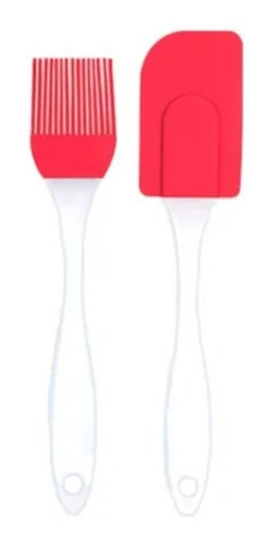 Kit Espátula E Pincel De Untar Silicone Cabo Transparente