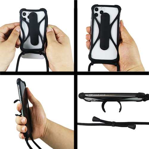 Compatible Correa De Silicona Universal Negra Para Teléfono