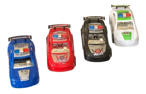 Kit Com 4 Carros De Polícia Plástico Infantil Brinquedo