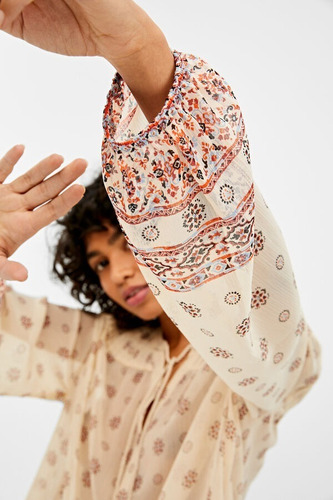 Blusa Túnica De Algodón Y Poliester Estampada Con Lazo Sami
