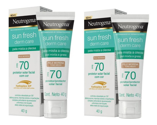 Kit Dois Protetor Solar Facial Neutrogena Sun Fresh Derm 40g