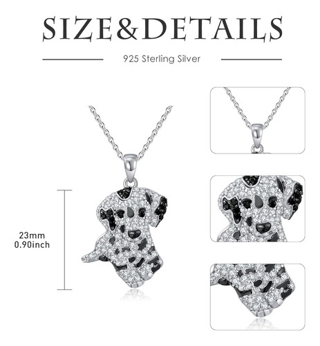 Collar Dálmata Plata 925 Con Colgante Ajustable Para Perro