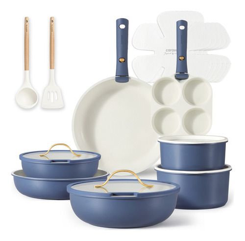 Carote20-piece Nonstick Cookware Set With Detachable Handle Color Azul