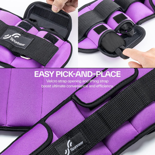 Tobilleras Deportivas Peso Ajustable Hasta 3.5 Lb Violeta Violeta