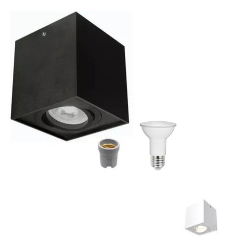 Spot Sobrepor Teto Beiral Para Orientável Com Lampada Par20 Cor Preto 110v/220v