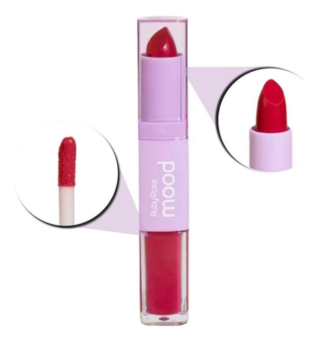 Lápiz labial Ruby Rose Mood con vitamina E Duo Cm12, 3,2 g