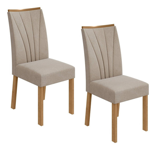 Cadeira de jantar Móveis Lopas Apogeu, estrutura de cor  rovere naturale e design do tecido veludo naturale creme, 2 unidades