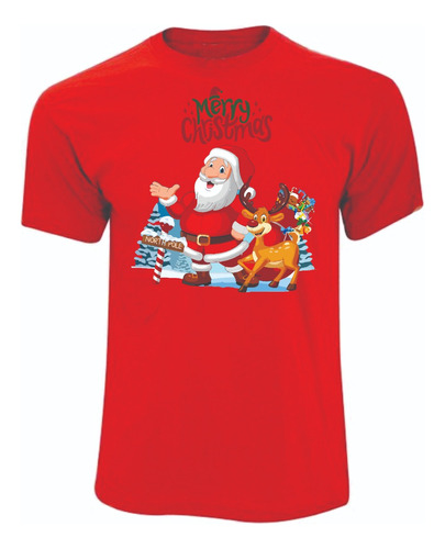 Camisetas Navidad Papá Noel Santa Reno Merry Adulto Y Niño