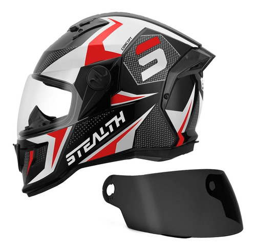 Capacete Stealth Concept Vis. Cristal + Viseira Fumê Oferta