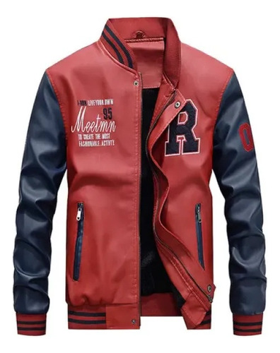 Chaqueta De Cuero Estilo Hip Hop Con Uniforme De Béisbol Informal Para Hombre A